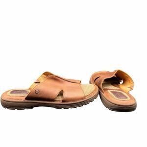 Born Leather Slide Sandals Men’s 12 Brown Comfort Cushioned Sole
